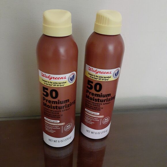 2 Walgreens Spf 50 Hypoallergenic Moisturizing UVA/UVB Spray Sunscreen  6 oz New - Picture 1 of 5